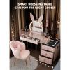 POWRZZZY Vanity Desk Set,Large Vanity Desk with 3 Color Touch Screen Dimming Mirror,Glass Top Makeup Vanity,with Large Mirror and Lights&Charging Station,for Bedroom&Dressing Room(White,60x40x76cm) view 2