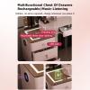 POWRZZZY Vanity Desk Set,Large Vanity Desk with 3 Color Touch Screen Dimming Mirror,Glass Top Makeup Vanity,with Large Mirror and Lights&Charging Station,for Bedroom&Dressing Room(White,60x40x76cm) view 4