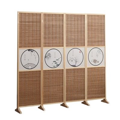 CIRCIR Room Privacy Screen Divider Folding Privacy Wall Room Divider 4 Panel, Bamboo Door Partition for Pets Cats Dogs, Chinese Style Room Separators for Bedroom/Restaurant/Teahouse(Tall 170cm/67 in)