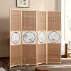 CIRCIR Room Privacy Screen Divider Folding Privacy Wall Room Divider 4 Panel, Bamboo Door Partition for Pets Cats Dogs, Chinese Style Room Separators for Bedroom/Restaurant/Teahouse(Tall 170cm/67 in) view 2