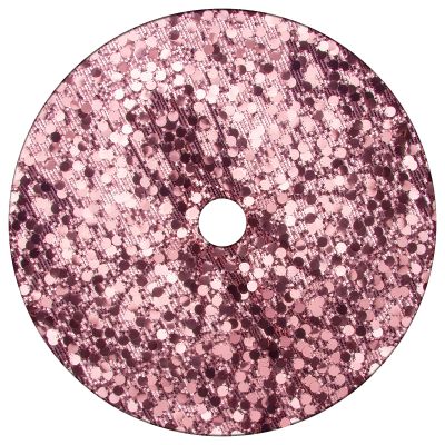 yuboo Pink Valentine's Tree Skirt, 36 inches Sequin Sparkly Christmas Decorations Tree Ornaments for Pencil Slim 6 Ft Tree, Glittler Tree Mat for Spring Holiday Wedding Party Decor