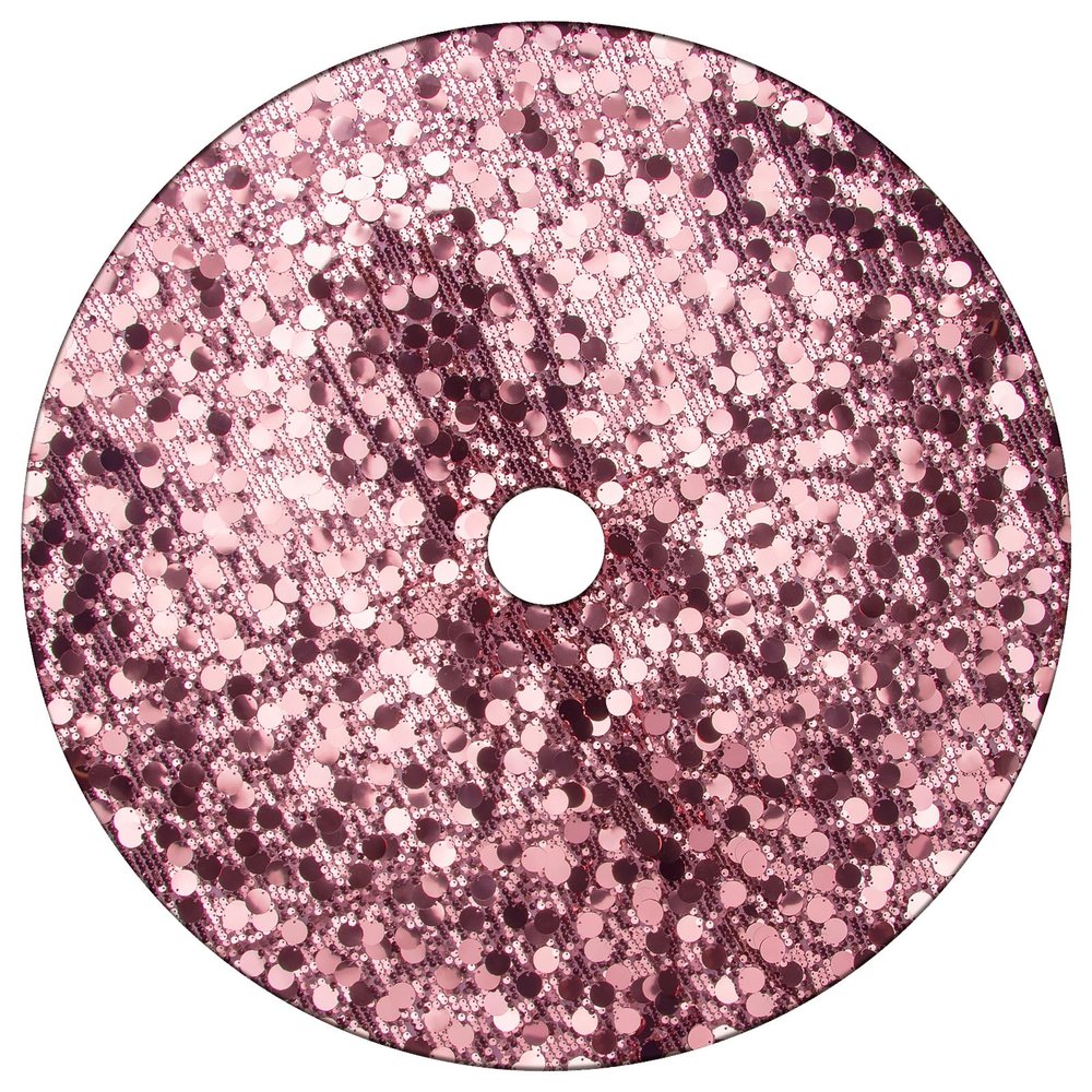 yuboo Pink Valentine's Tree Skirt, 36 inches Sequin Sparkly Christmas Decorations Tree Ornaments for Pencil Slim 6 Ft Tree, Glittler Tree Mat for Spring Holiday Wedding Party Decor