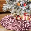 yuboo Pink Valentine's Tree Skirt, 36 inches Sequin Sparkly Christmas Decorations Tree Ornaments for Pencil Slim 6 Ft Tree, Glittler Tree Mat for Spring Holiday Wedding Party Decor view 4