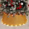 Christmas Tree Collar with Lights Christmas Tree Ring Prelit Tree Base Collars with 17 Light Modes for Artificial Xmas Pencil Trees Decorations, 24 Inch, Gold view 1
