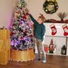 Christmas Tree Collar with Lights Christmas Tree Ring Prelit Tree Base Collars with 17 Light Modes for Artificial Xmas Pencil Trees Decorations, 24 Inch, Gold view 3
