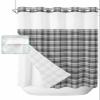 ALAGEO Shower Curtain with Snap-in Fabric Liner Set Buffalo Plaid No Hook Shower Curtain with Mesh Top Window Stripe Grey Shower Curtains Waterproof 72x72 view 1