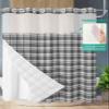 ALAGEO Shower Curtain with Snap-in Fabric Liner Set Buffalo Plaid No Hook Shower Curtain with Mesh Top Window Stripe Grey Shower Curtains Waterproof 72x72 view 2