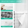 ALAGEO Shower Curtain with Snap-in Fabric Liner Set Buffalo Plaid No Hook Shower Curtain with Mesh Top Window Stripe Grey Shower Curtains Waterproof 72x72 view 3