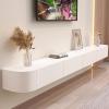 LIUSJMGH Modern Wall Mounted Floating TV Stand, Entertainment Unit, TV Console with Doors Drawers for Living Room, Bedroom (White, 160CM) view 1