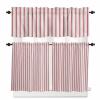 Red Vertical Stripes Kitchen Curtain Valance and Tiers Set,Geometric Minimalist Solid Bohemian Dots Rod Pocket Bedroom Living Room Small Tier Valances Office Cafe Window Curtains Panel,54x18+27.5x24*2 view 1