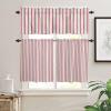 Red Vertical Stripes Kitchen Curtain Valance and Tiers Set,Geometric Minimalist Solid Bohemian Dots Rod Pocket Bedroom Living Room Small Tier Valances Office Cafe Window Curtains Panel,54x18+27.5x24*2 view 2