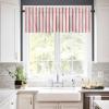 Red Vertical Stripes Kitchen Curtain Valance and Tiers Set,Geometric Minimalist Solid Bohemian Dots Rod Pocket Bedroom Living Room Small Tier Valances Office Cafe Window Curtains Panel,54x18+27.5x24*2 view 3