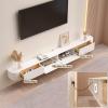 LIUSJMGH Wall Mounted Floating TV Stand Modern TV Cabinet with Door TV Entertainment Cabinet with Storage Drawer and Shelves for Living Room(Wood,220CM) view 3