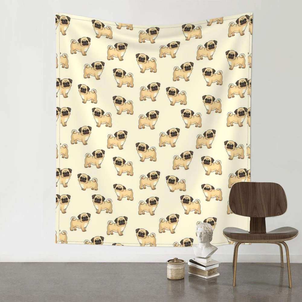 CHENYONAS Cute Pug- Tapestry Wall Hanging Decoration Blanket Bedroom Living Room Dormitory 3d Tapestry 60x51inch