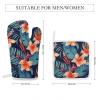 4 Pcs Oven Mitts and Pot Holders Heat Resistant Kitchen Oven Mitts with Pot Holders Hawaii Tropical Flower Microwave Gloves Non-Slip Kitchen Hot Pads Set for Baking Cooking BBQ view 2