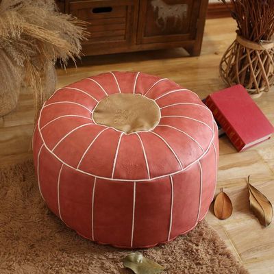 EHVYBDX Ottoman Cover,round Unstuffed Pouffefe Bean Bag Chair Foot Stool Footrest Yoga Moroccan Seating Area Stool Floor Pillow Case-light Green 60x60x30cm, Pink