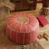 EHVYBDX Ottoman Cover,round Unstuffed Pouffefe Bean Bag Chair Foot Stool Footrest Yoga Moroccan Seating Area Stool Floor Pillow Case-light Green 60x60x30cm, Pink view 1