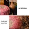 EHVYBDX Ottoman Cover,round Unstuffed Pouffefe Bean Bag Chair Foot Stool Footrest Yoga Moroccan Seating Area Stool Floor Pillow Case-light Green 60x60x30cm, Pink view 3