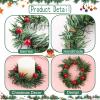 Brihasory Red Berries 6pcs Christmas Candle Rings for Pillars, Pine Needles Christmas Wreath Wedding Party New Year Dinner Candle Holders for Table Centerpieces Wall Door Window Fireplace Decor view 2