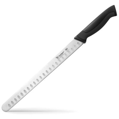 Humbee 12-Inch Chef Carving Knife with Granton Edge for Slicing Turkey Ham and Meat | NSF Certified | German Stainless Steel Blade | Dishwasher Safe Ergonomic Handle, DT-21 Series, Black