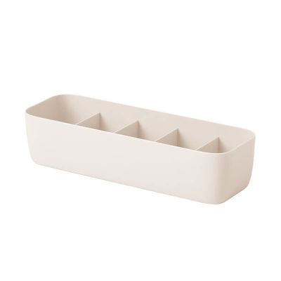 BILIKEYU Grid Storage Box Plastic Underwear Storage Box Desktop Drawer Organizer Box Can Be Stacked Stuff Organizer (Beige, One Size)