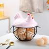 BILIKEYU Ceramic Kitchen Holder Eggs Fruit Decor Storage Container with Hen Lid Organizer Basket Tools Home Improvement Stuff Organizer (Pink, One Size) view 2