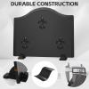 STBoo Firebacks for Fireplace 20 inch - Fireplace Back Plates with Feet | Fire Backs for Kitchen Backsplash Decorative Flower Design | Fireplace Heat Deflector Wall Protection view 2