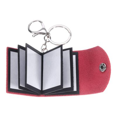uxcell Custom Keychain with Pictures, Personalized Leather Mini Photo Album Keychain with 10 Pictures DIY Small Memory Keyring Book for Family, Dark Red