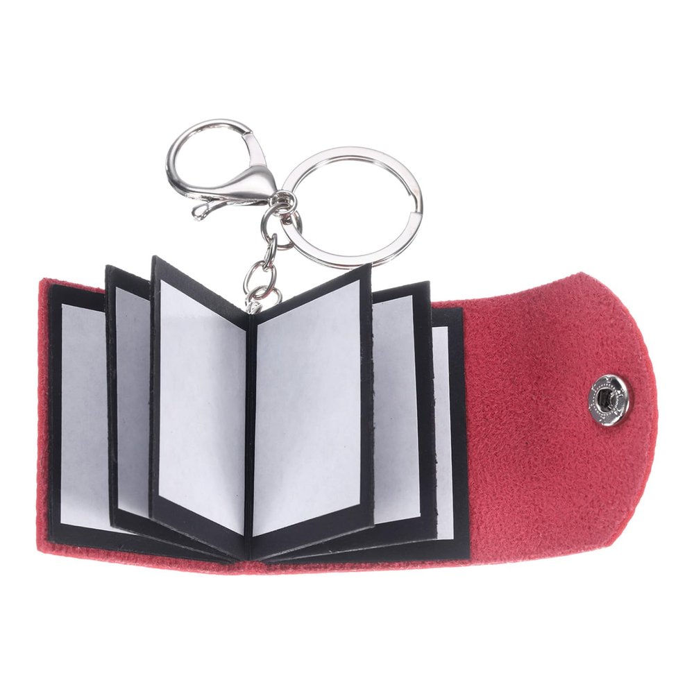 uxcell Custom Keychain with Pictures, Personalized Leather Mini Photo Album Keychain with 10 Pictures DIY Small Memory Keyring Book for Family, Dark Red