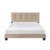 Generic 1pc Queen Platform Bed Brown Velvet Upholstered Adjustable Height Headboard Button Tufted Solid Wood Furniture Modern Bedroom view 2