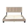 Generic 1pc Queen Platform Bed Brown Velvet Upholstered Adjustable Height Headboard Button Tufted Solid Wood Furniture Modern Bedroom view 3