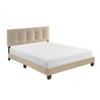 Generic 1pc Queen Platform Bed Brown Velvet Upholstered Adjustable Height Headboard Button Tufted Solid Wood Furniture Modern Bedroom view 4