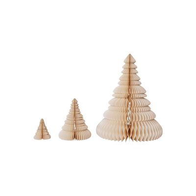 Creative Co-Op Round Paper Folding Honeycomb Trees with Gold Glitter, Cream, Set of 3
