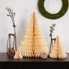 Creative Co-Op Round Paper Folding Honeycomb Trees with Gold Glitter, Cream, Set of 3 view 3