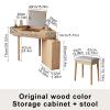 BAYTEWJX Corner Makeup Desk Vanity Cosmetics Table with Cushioned Stool and Side Cabinet Vanity HD Mirror Dressing Table Wooden Bedroom Vanity Table for Dressing Room Women Girls. view 2