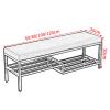 HomeLoft Basics Velvet Fabric Shoe Bench with Storage Shelf and Seating Entryway Bench Upholstered Bench Metal Frame for Indoor Hallway Load 660 lb, 120X35X50cm, Blue view 2