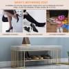 HomeLoft Basics Long Bench with Metal Legs Velvet Shoe Bench Front Door Entrance Upholstered Bench with Storage Shelf Shoe Rack Bench, 100X30X45cm, Pink view 3