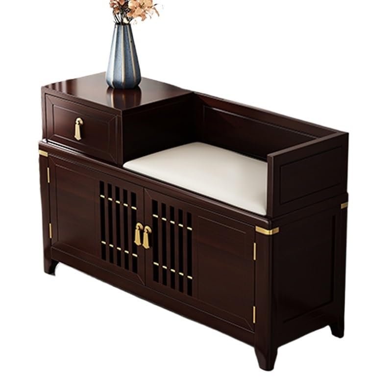 Foot Stools ottoman Shoe Bench Home Solid Wood Shoe Changing Stool Shoe Cabinet Chinese Style Shoe Changing Stool Household Long Shoe Changing Stool With Storage Cabinet Shoe Changing Stool(80*37*45cm