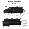 ovios 81.5" L-Shape Sofa Couch with Chaise, Minimalist Plush Corduroy Couches with Comfy Cushions, Modern Luxury Deep Seat Cloud Sofas for Living Room Bedroom, Left Chaise, Black view 2