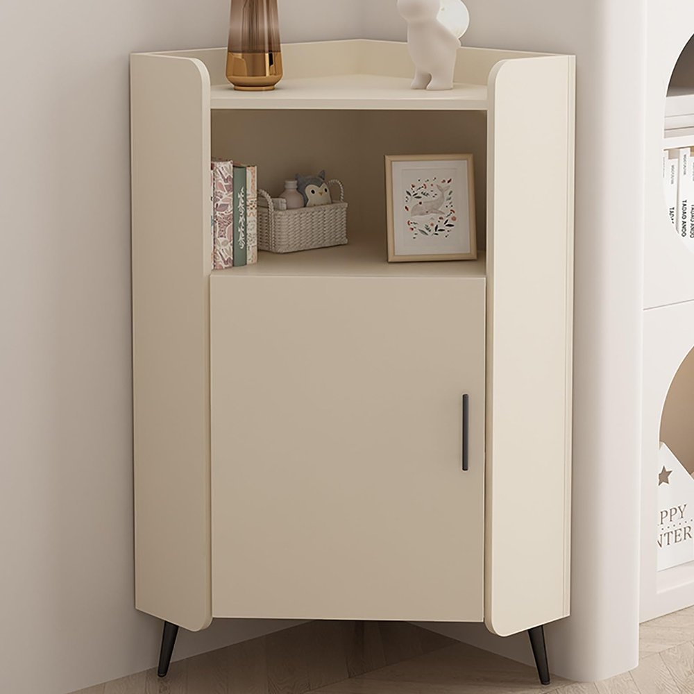 LLYLAFDC Corner Shelf Cabinet Stand, Farmhouse Corner Storage Cabinet with Storage, Modern Pantry Storage Cabinet,Home Space Saver for Kitchen, Living Room, Laundry Room and Hallway(Beige,40cm)
