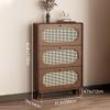 SUNHIPPIE Rattan Shoe Cabinet with 3 Flip Drawers, Slim Rattan Shoe Cabinet for Narrow Space, Rattan Free Standing Shoe Organizer, Wooden Shoe Rack Cabinet for Entryway Hallway(80cm(31.5in) Length) view 2