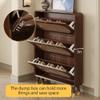 SUNHIPPIE Rattan Shoe Cabinet with 3 Flip Drawers, Slim Rattan Shoe Cabinet for Narrow Space, Rattan Free Standing Shoe Organizer, Wooden Shoe Rack Cabinet for Entryway Hallway(80cm(31.5in) Length) view 3
