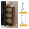 SUNHIPPIE Rattan Shoe Cabinet with 3 Flip Drawers, Slim Rattan Shoe Cabinet for Narrow Space, Rattan Free Standing Shoe Organizer, Wooden Shoe Rack Cabinet for Entryway Hallway(80cm(31.5in) Length) view 4