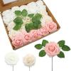 JOYLEX Artificial Flowers Realistic Roses, Real Looking Fake Roses with Stem for DIY Wedding Bouquets Centerpieces Bridal Shower Party Home Romantic Decorations (White/Cream/Light Pink, 100pcs) view 1