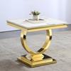 Goderfuu Real Marble End Table Modern Side Table Small End Table Night Stand, Corner Table with Stainless Steel Base, White End Table Bedroom Side Table Living Room Sofa Table Gold Side Table view 1