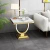Goderfuu Real Marble End Table Modern Side Table Small End Table Night Stand, Corner Table with Stainless Steel Base, White End Table Bedroom Side Table Living Room Sofa Table Gold Side Table view 3
