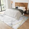 2x3 Area Rugs Graceful White Marble Texture Small Entryway Mats, Interweaving Golden Lines Laundry Room Rug Non Slip Throw Rugs for Front Door Bedroom Bedside view 3