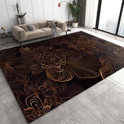 4x5 Area Rugs Black and Gold Pattern Design Boys Rugs for Bedroom, Luxury Abstract Art Creation Kids Room Rug Soft Fuzzy Washable for Living Room Game Room Coffee Table