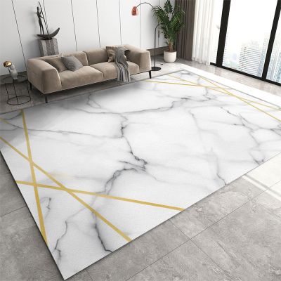 3x6 Runner Rugs Graceful White Marble Texture Bedside Rug, Interweaving Golden Lines Laundry Rug with Non Slip Backing for Bedroom Kitchen Sink Front Door Entryway Indoor