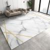 3x6 Runner Rugs Graceful White Marble Texture Bedside Rug, Interweaving Golden Lines Laundry Rug with Non Slip Backing for Bedroom Kitchen Sink Front Door Entryway Indoor view 1